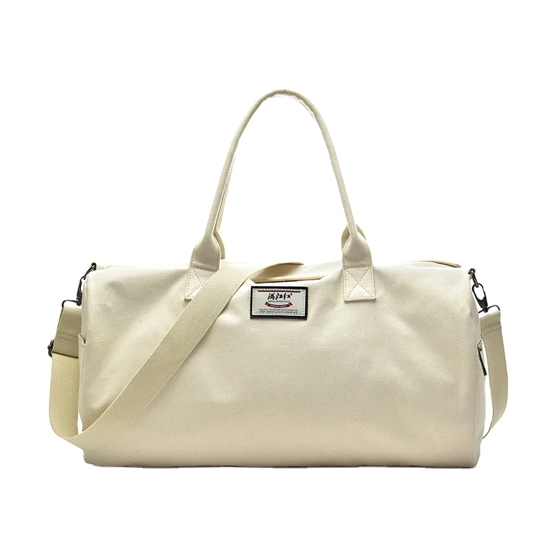 Wholesale White Duffle Weekend Canvas Women Gym Bag With Shoes Travel Duffel Bag