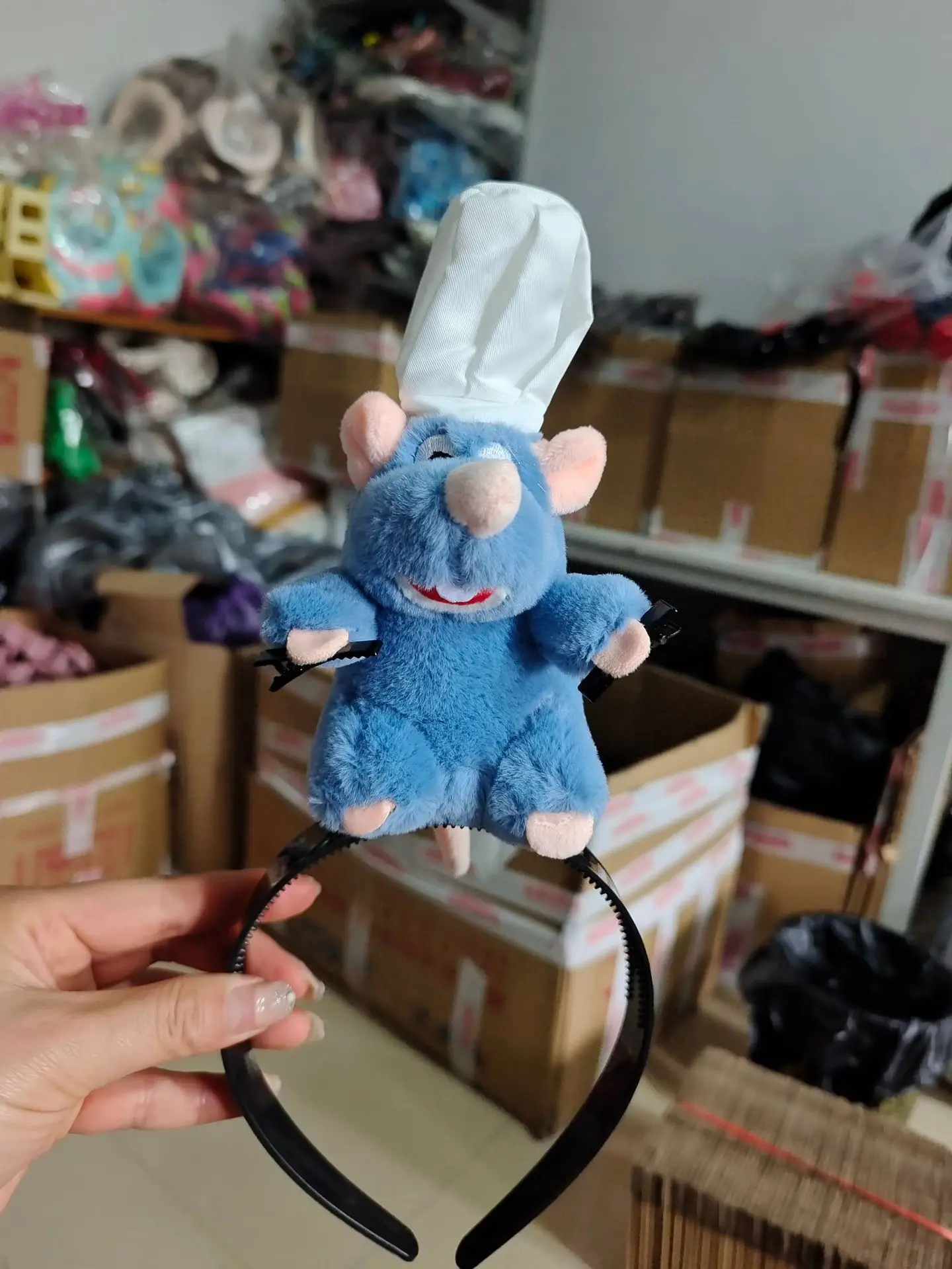 2024 Remy Ratatouille Women Cute Mouse Cartoon Animal Plush Toy Headbands Cosplay Props Halloween Costume Headwear
