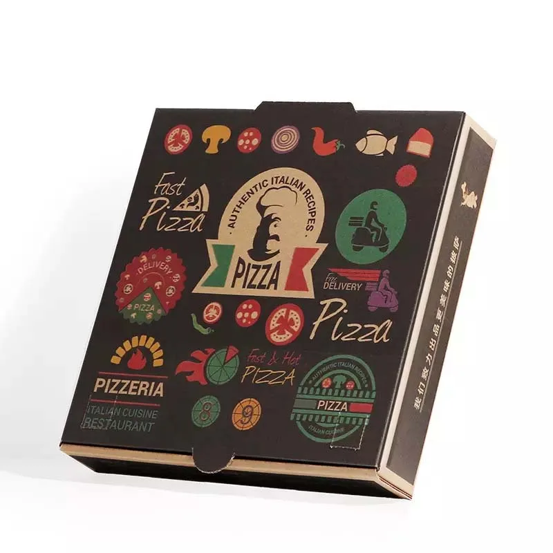 Custom Print Logo Color 6 8 9 10 12 14 16 18 20 22 24 Inch Food Packaging Carton Kraft Corrugated Paper Slice Pizza Packing Box