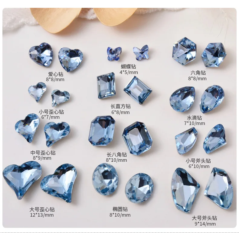 New blue crystal gemstone 2023 nail charms rhinestone swarovski decals for Nail Art Decoration Accessories Nail ornament