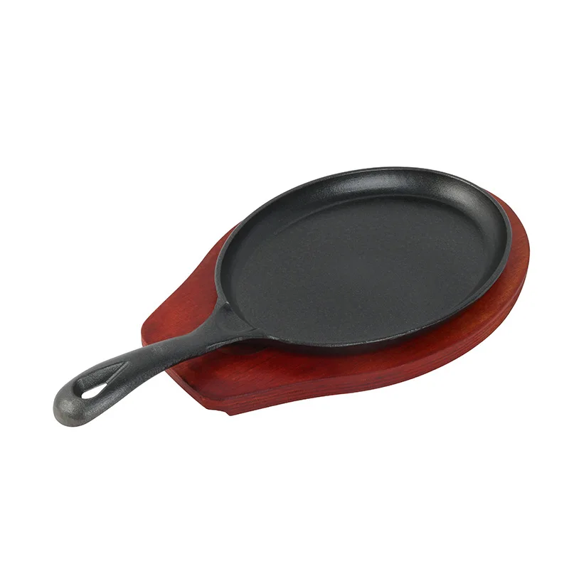 High Quality Pre-Seasoned Oval Shape Shallow Flat Cast Iron Skillet frying non-stick  pan