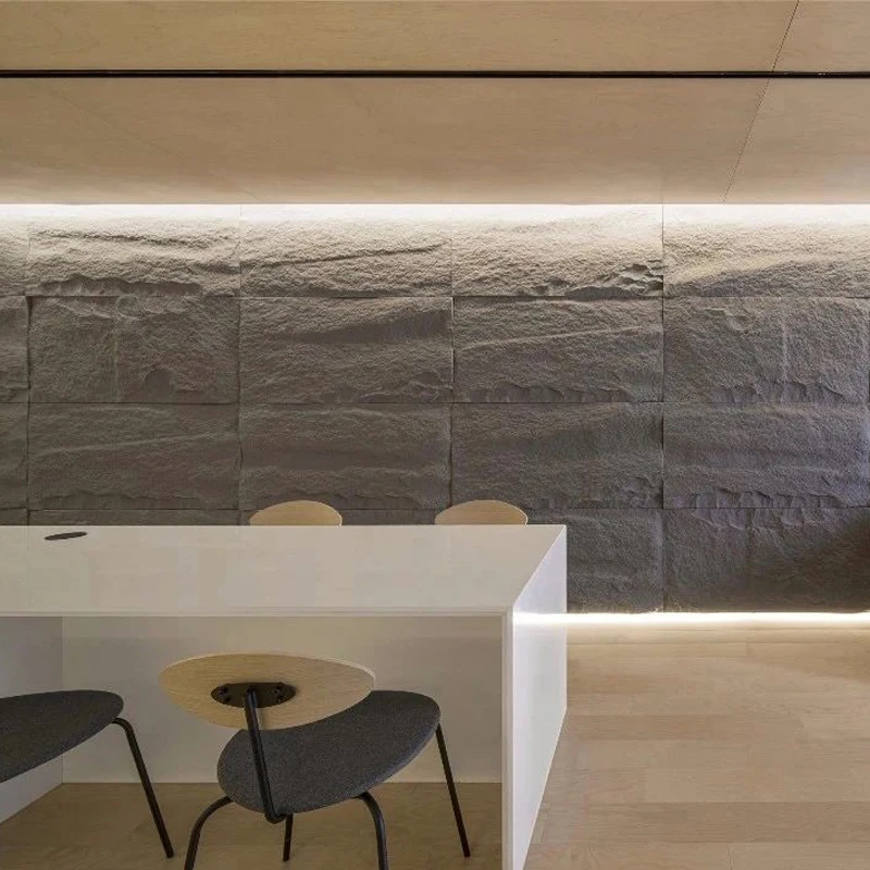 Factory popular pu crushed wall sand stone slab foam decoration