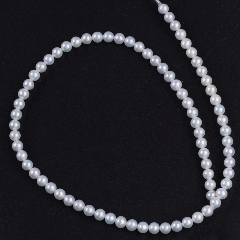 5-6mm AAA Natural White Loose Real Fresh Water Round Pearl Beads Strand for jewelry making