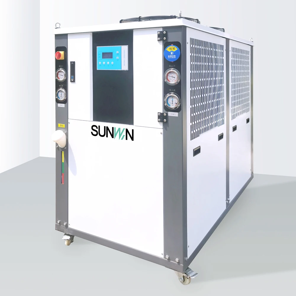 R22 R407C Low Temp 10HP Air Cooled Industrial Water Chiller Machine For Textile Industry