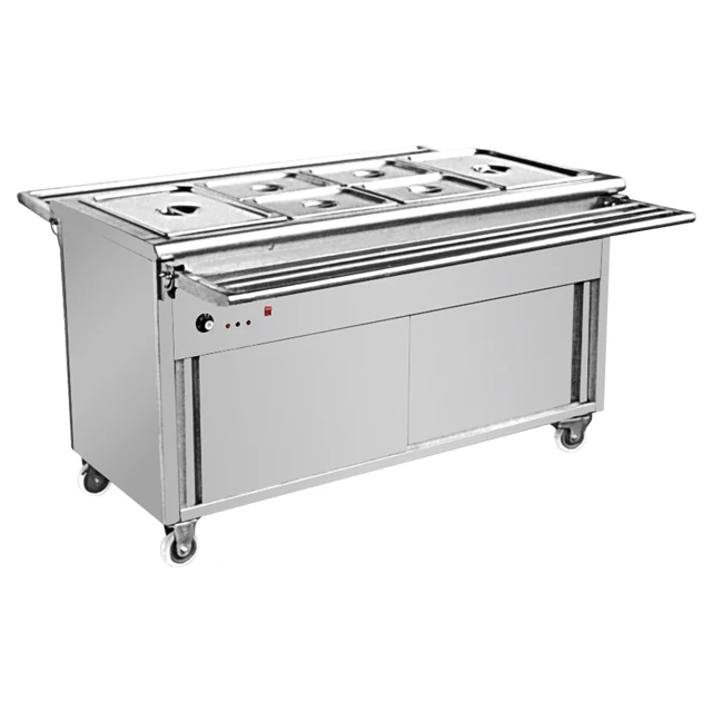 Hot Food Display Counter With Pan Holders Restaurant Electric Fast Food 4 Pans Electric Bain Marie Food Warmer Buffet Stand