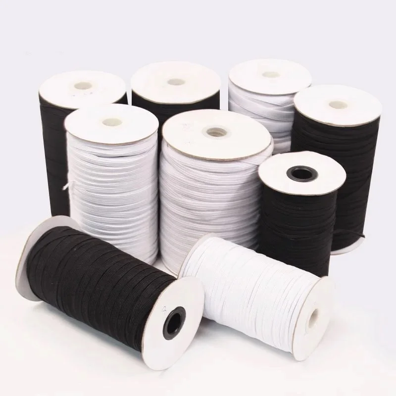 Factory directly Sale White Black Polyester Knitted Elastic Tape band for garment