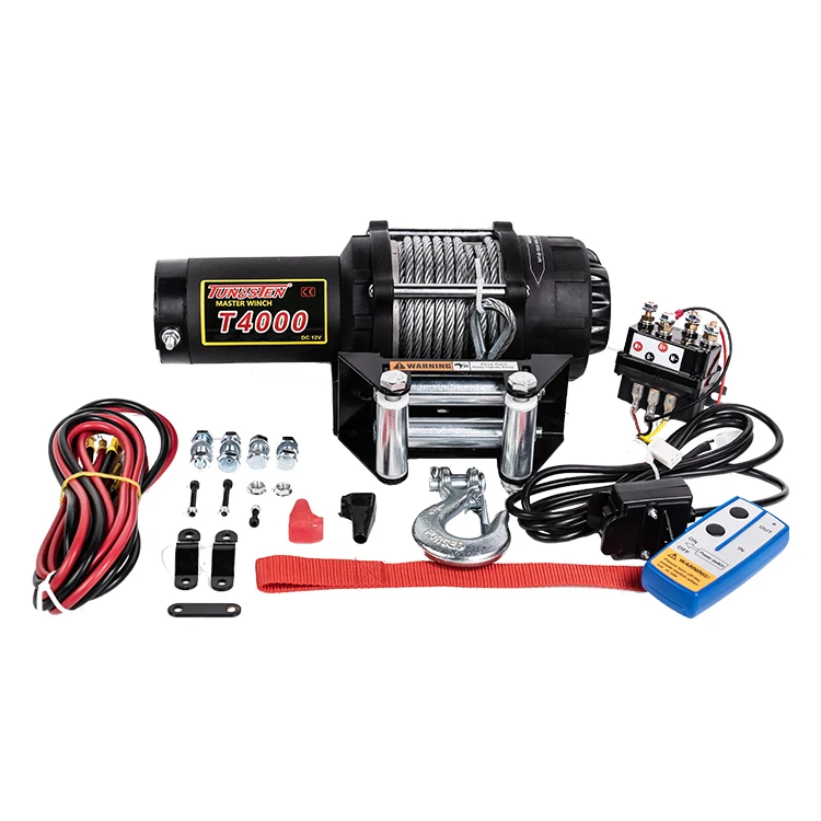 Hot selling 4000lbs  pulling 12v/24v mini electric winch with steel rope
