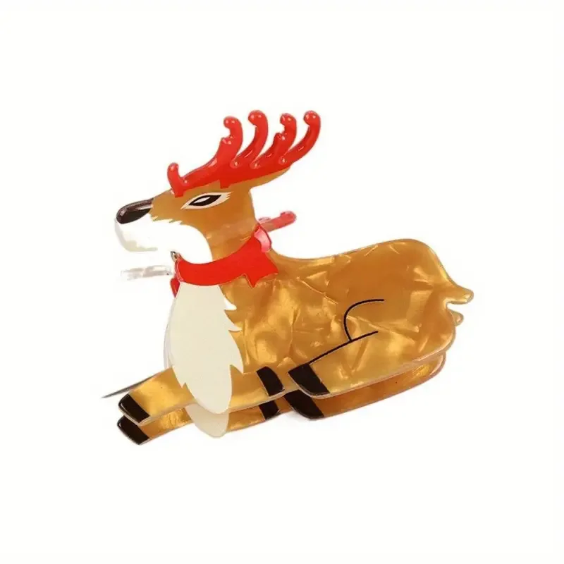 XIYIZI Cute Cartoon Animal Gripper Hair Clip Teddy corgi Horsetail Golden Hair Big Orange Cat Elk Christmas Shark Claw Clip