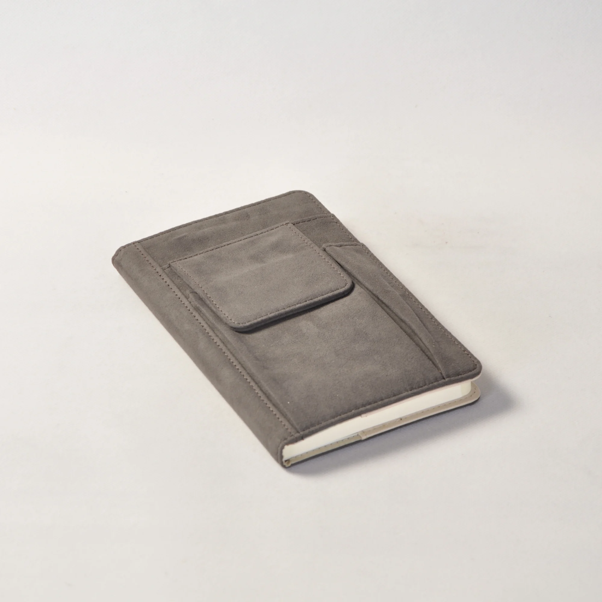 Customized Notebook PU Leather Cover Book Notebook Cover with Phone Mobile Pocket and Pen Slot