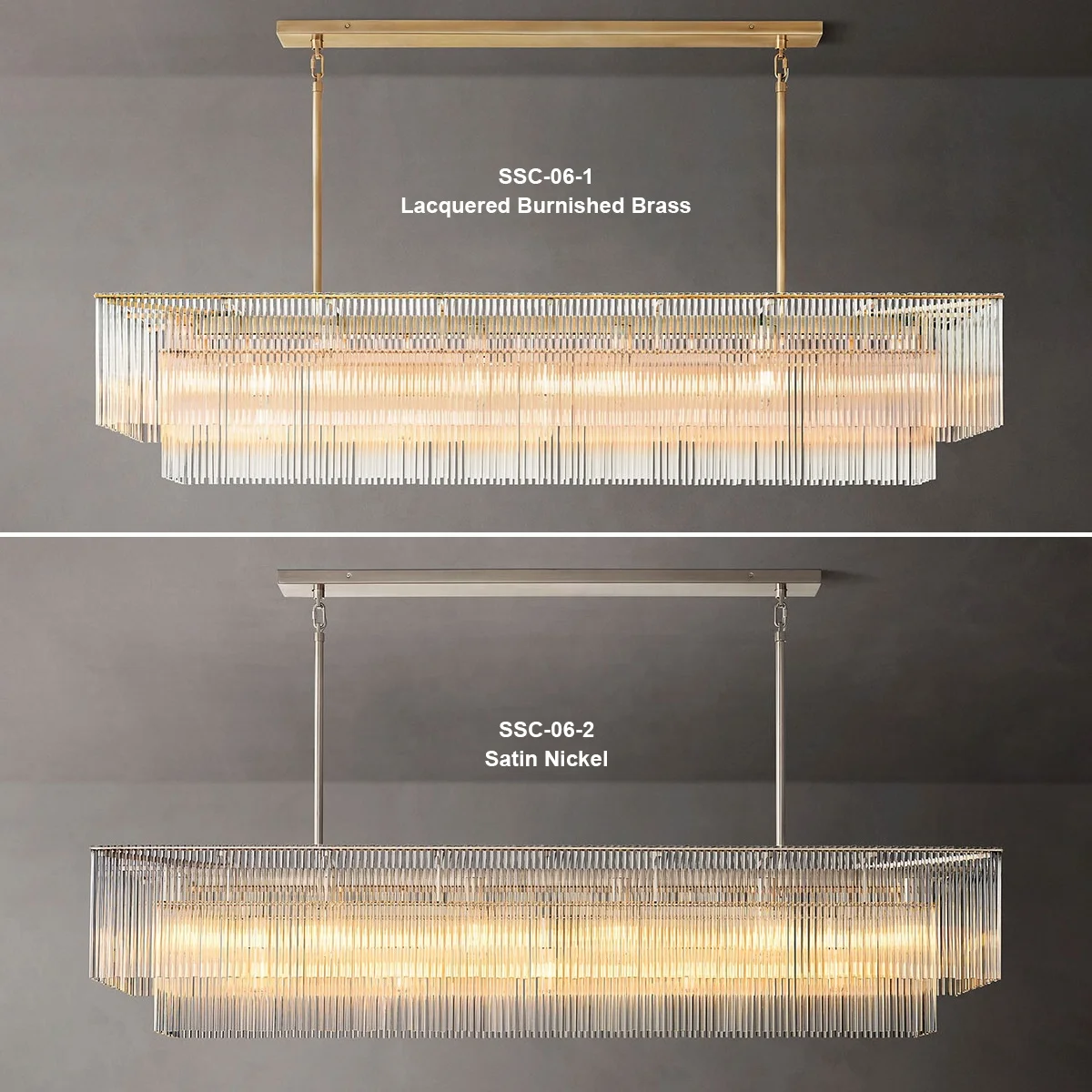 Modern Crystal Glass Rod Pendants Multi-Layer Chandelier Lighting Fixture For Living Dining Room Kitchen Island Foyer Lobby