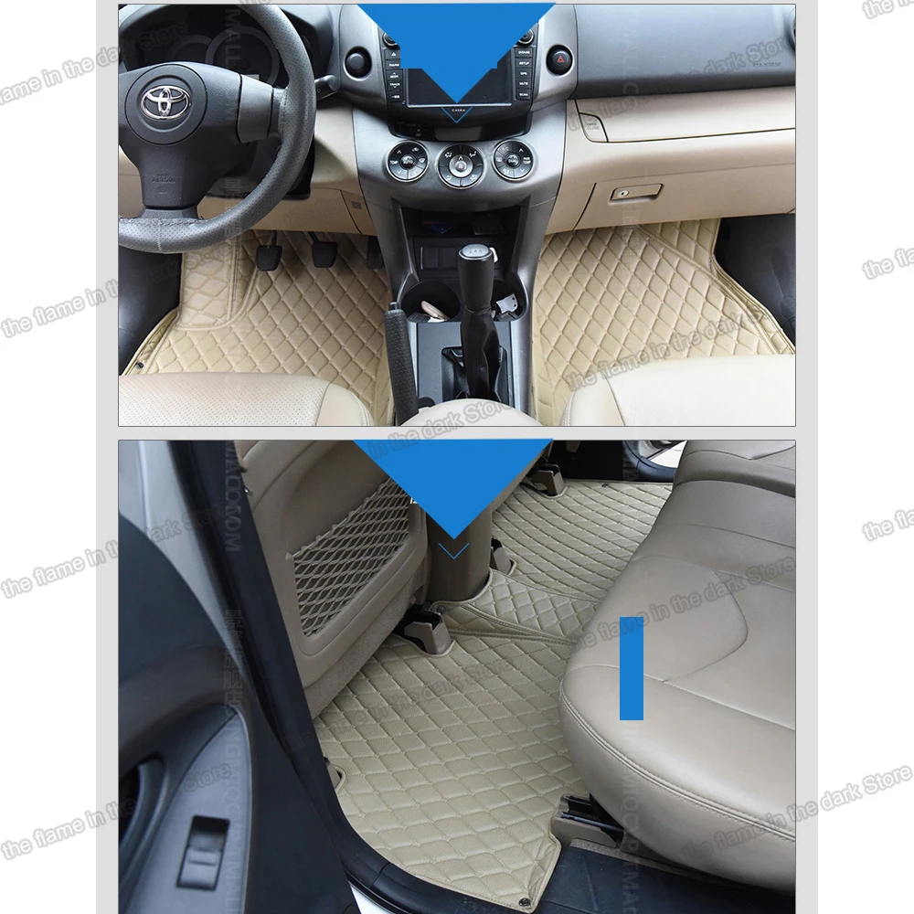 Кожаные автомобильные коврики для toyota rav4 2005 2006 2007 2008 2009 2010 2011 2012 xa30 коврик аксессуары ног rav