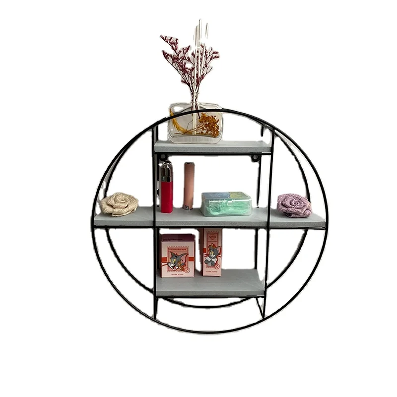 
Wholesale high quality removable iron metal density plate hanging wooden decorative wall hanging shelves 