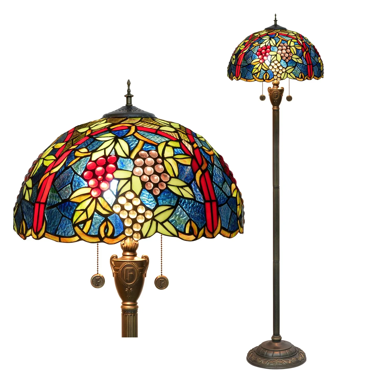 Tiffany Vintage Colored Glass Lamps Handcraft Stained Glass Dragonfly Floor Standing Colorful Lamp style designer Floor lamp