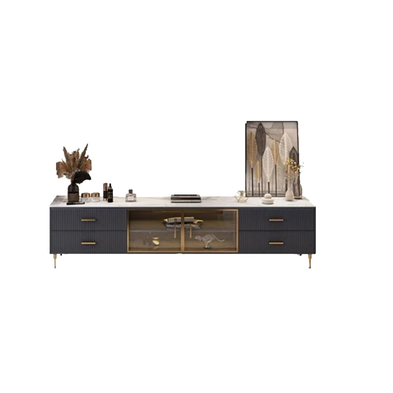 Итальянский простой ТВ-шкаф, ТВ-подставка с золотым краем, чайный столик и ТВ-шкаф