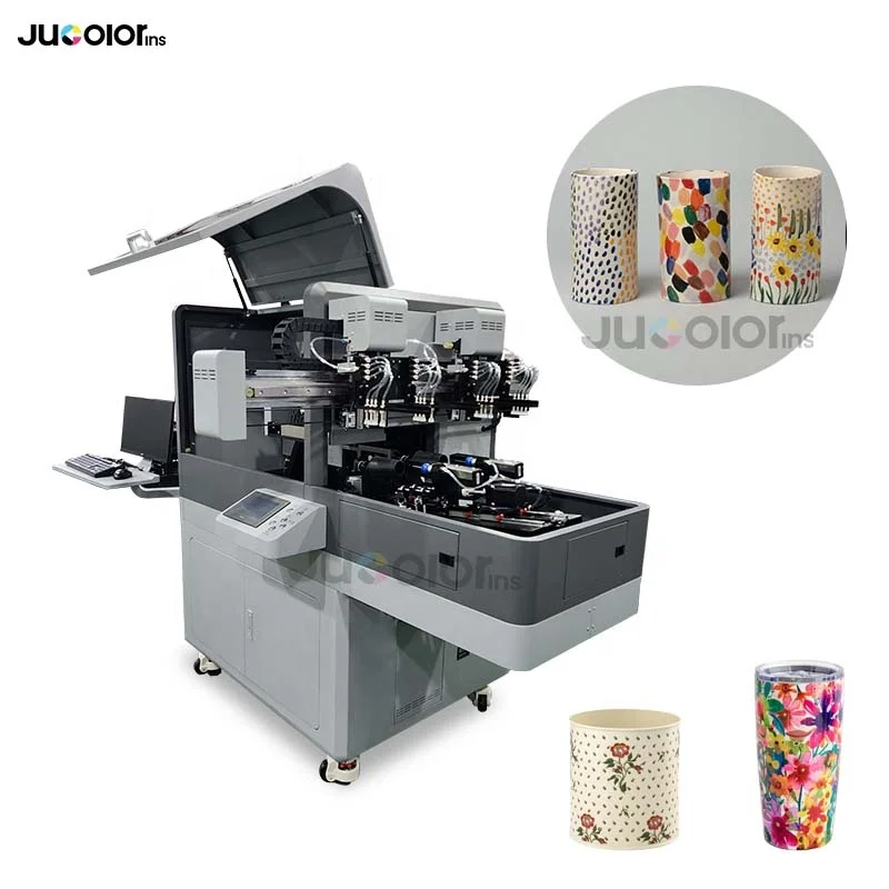 Jucolor Double Station  UV Tumbler Printer 360 Rotary Print for Steel Plastic Glass Bottles