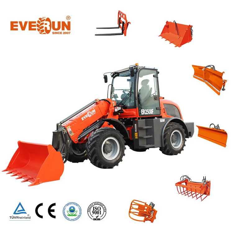 Everun ER2500F 2.5Ton construction machinery compact articulated terrain front end hydraulic telescopic mini wheel loader