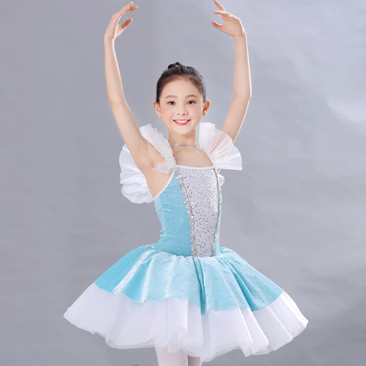 Discount Tutu Costume Performance Costume Dress Ballet Tutu  For Kids cheap blue sequin costumes