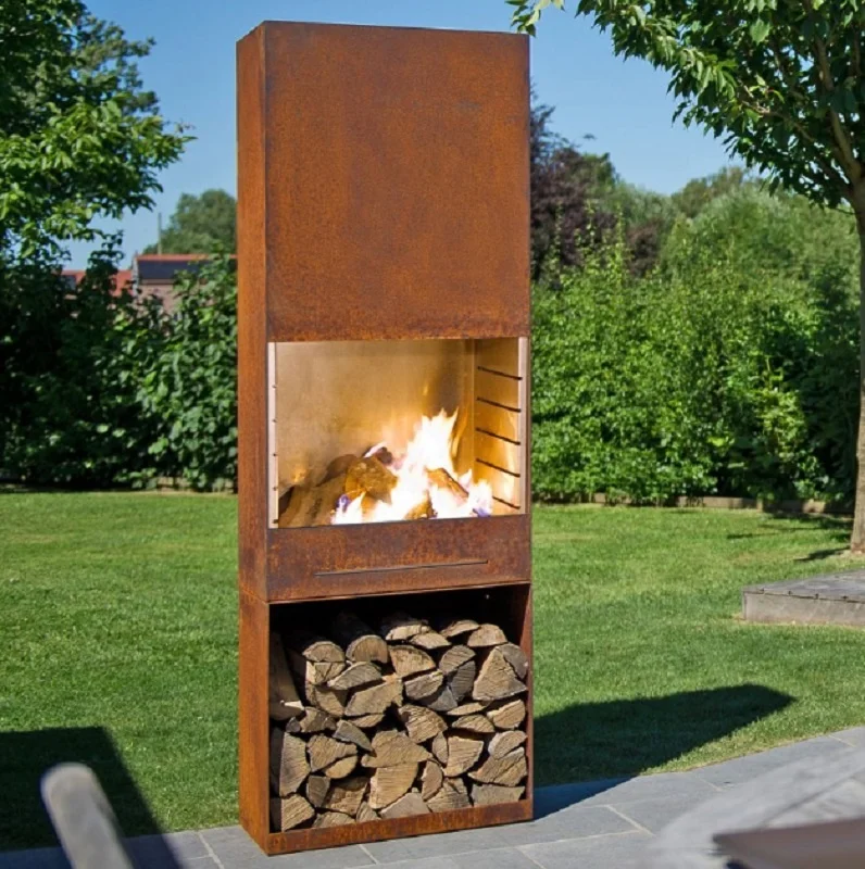 Wood Burning Corten Steel Outdoor Fireplace/Fire Pit