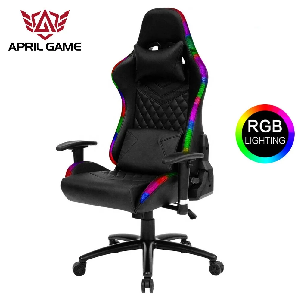 
Wholesale Executive 360 degree Swivel Custom PU Leather 2D Armrest Computer LED Gaming Chair RGB 