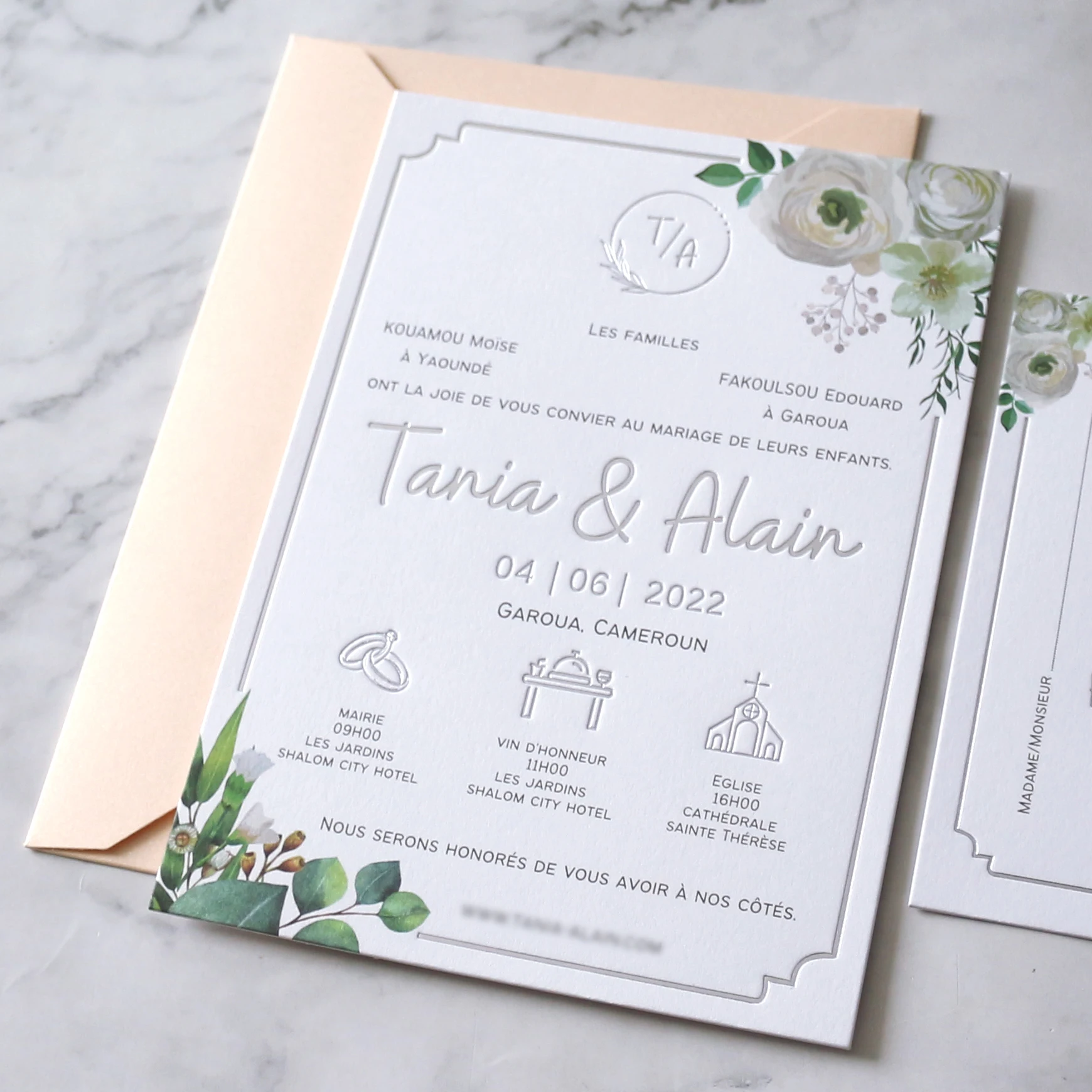 Ins style cotton paper wedding invitation card
