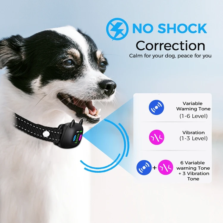 New Hot Selling Sound Vibration Anti Barking Device Pet Products Stop Barking  Repeller Training Anti Bark Control Collar