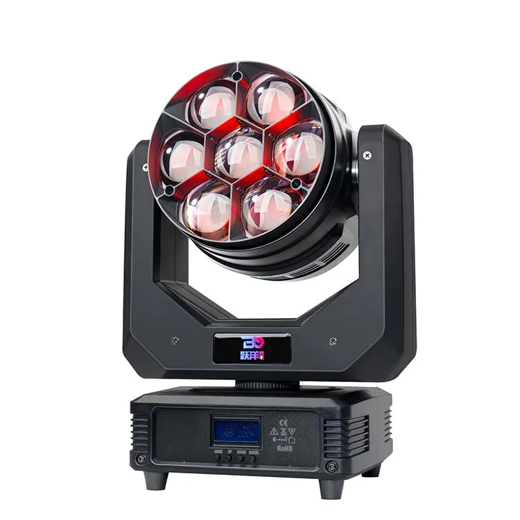740Z Guangzhou Professional DMX Mini LED Beam Moving Head 7x40W RGBW Zoom DJ Disco Stage Lighting Equipment Lyre Wash for Church