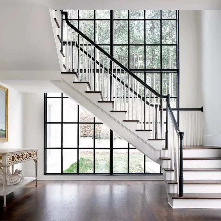 Double glazed iron arched window frame design French window frame