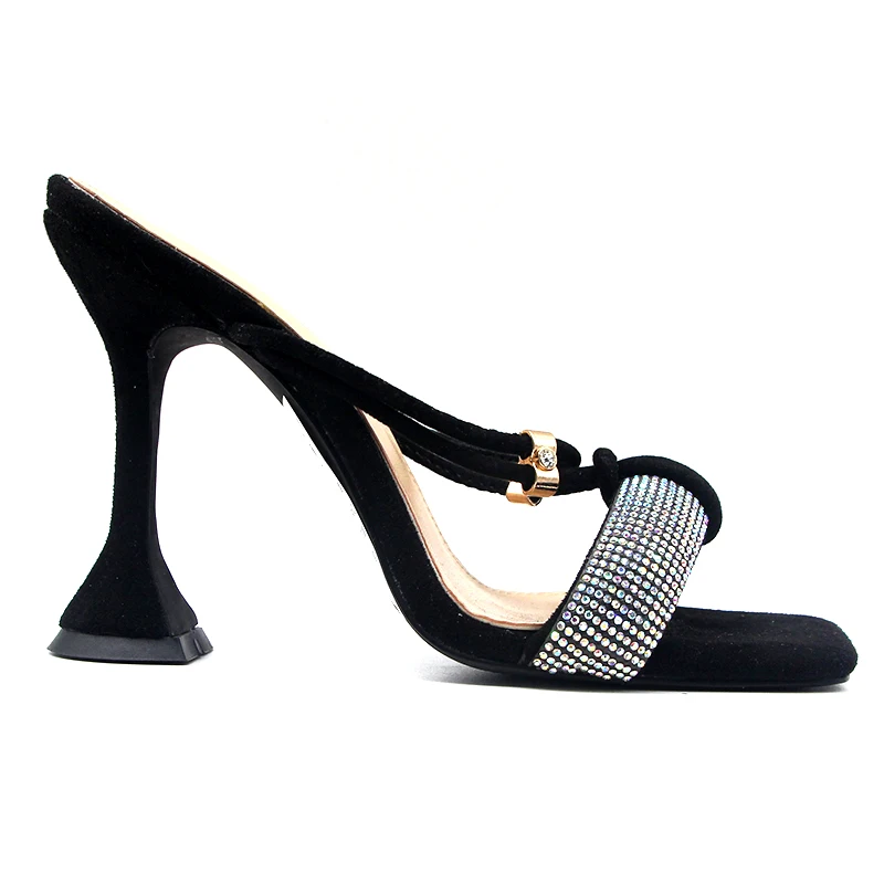 newest fashion Women strap High Heel square toe Mules Ladies Sexy Stiletto Heel Dress Party slippers