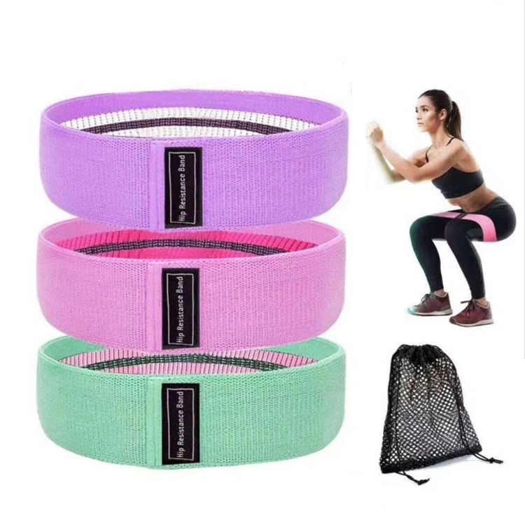 
Wholesale Custom Logo Yoga Gym Strength Training Anti Slip Workout Fitness Hip Booty Exercise Fabric Resistance bands 
