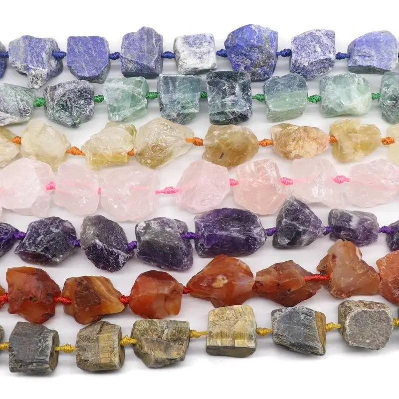 Top quality natural gemstone mineral crystal nugget beads with knot for DIY jewelry in stock on sale