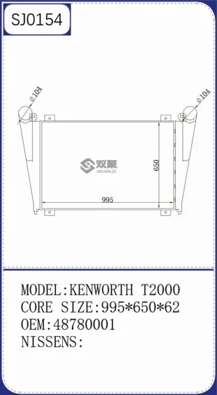 Manufacturer Factory direct sales Heavy Duty Truck Aluminum Intercooler For KENWORTH T2000 OEM 48780001