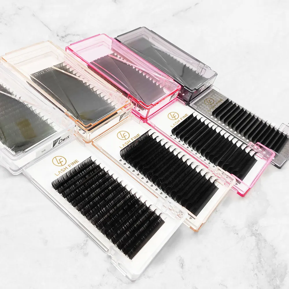 Cruelty free individual volume korea PBT fibre B C D J curl private label mix eyelash extension