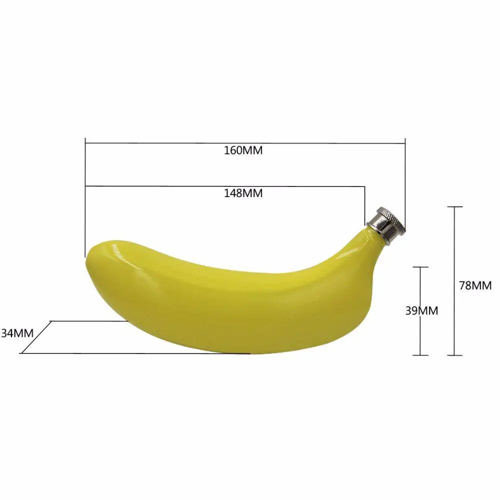 5oz Banana Flask Wine Bottle Fruit Banana Shaped 304 Stainless Steel Whiskey Liquor Alcohol Pocket Bottle with Free Funnel