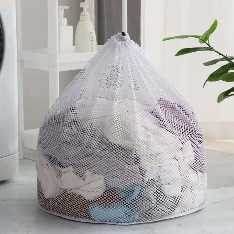 Drawstring laundry bag fine mesh  thickened net pocket large laundry net pocket drawstring in stock wholesale