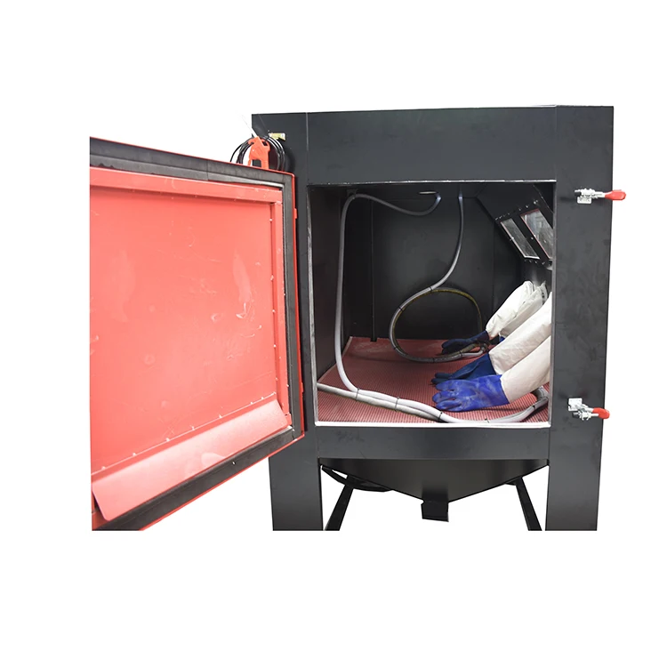 Double Stations Turntable Sand Blasting Machine Water Dustless Sandblaster Price