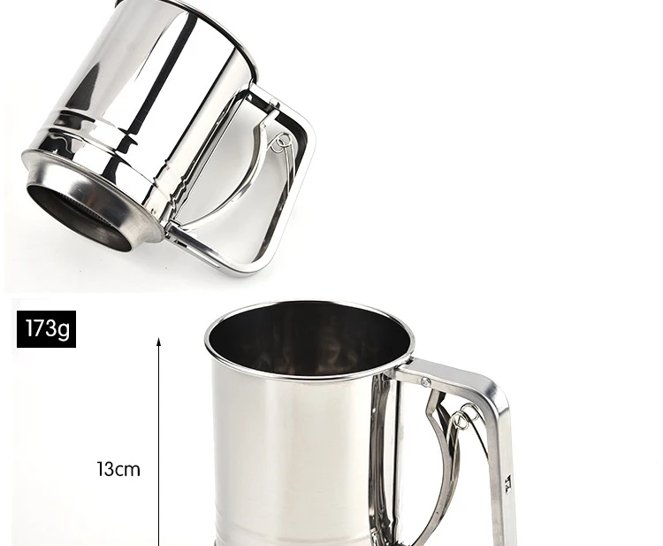 Wholesale Kitchen DIY Powder Mug Flour Sieve Stainless Steel Cup Shape Strainer Baking Mesh Flour Sifter