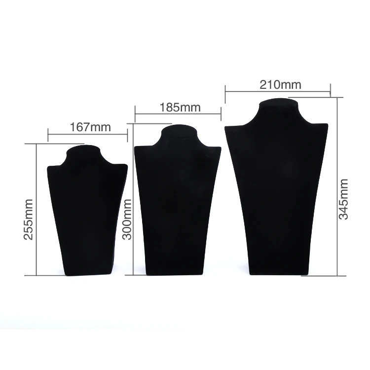 Wholesale custom female model portrait fancy unique mannequin bust black velvet luxury jewelry showcase necklace chains display