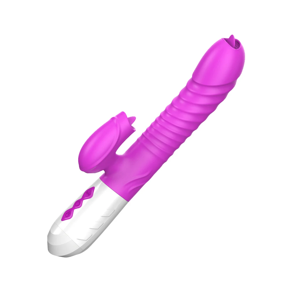 3 in 1 Telescopic rechargeable Multifunctional tongue licking rotating vibrator women G spot toy couple toys