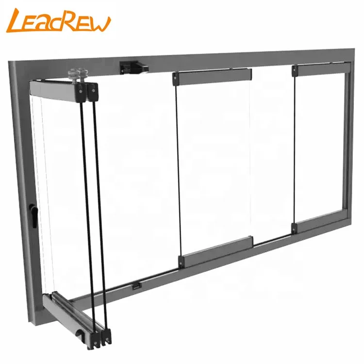 Balcony Glazing Folding Invisible Frameless Double Glass Aluminum Folding Window