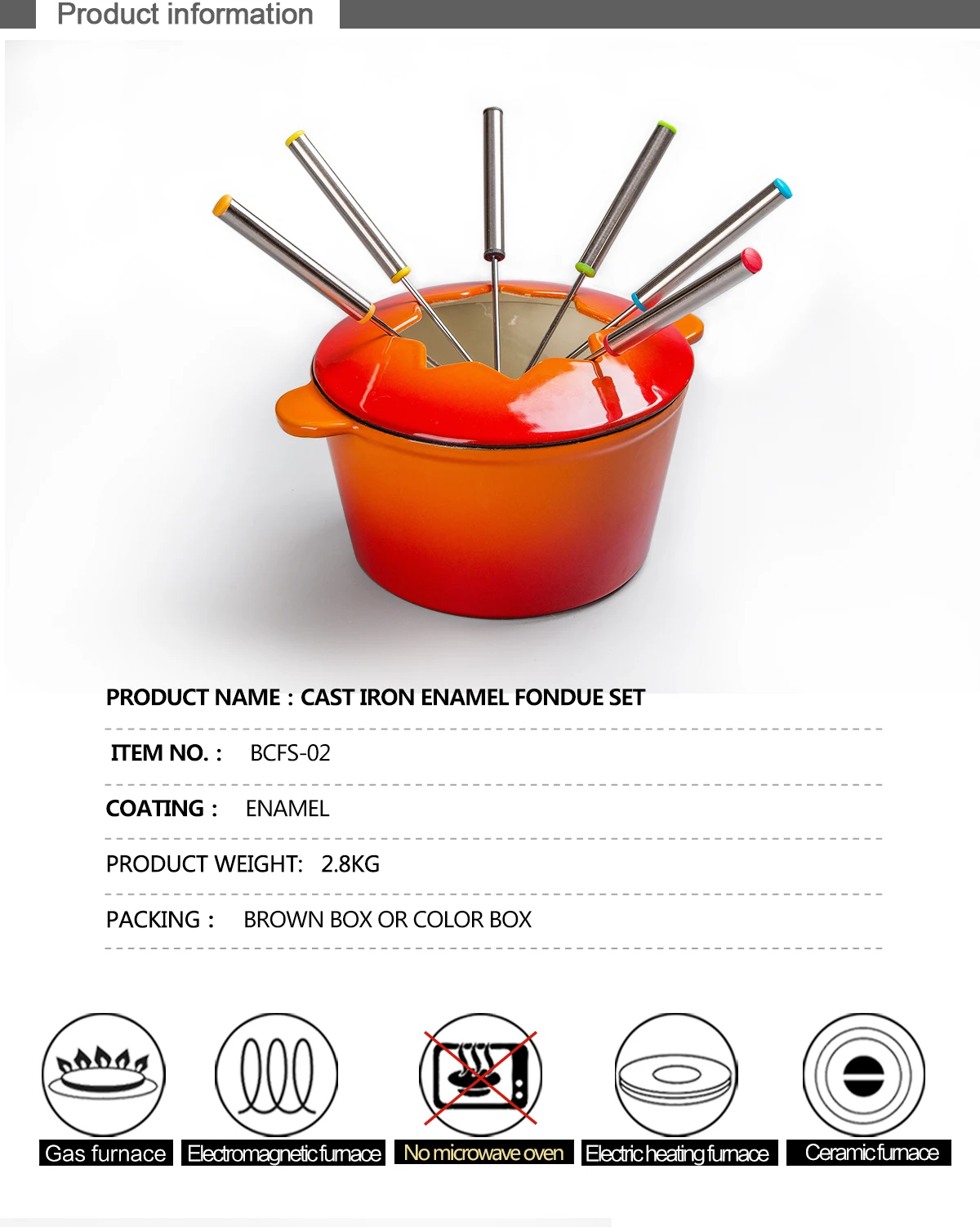 mcooker 2023 wholesale portable enamel cast iron meat cheese chocolate fondue plate mug pots kit