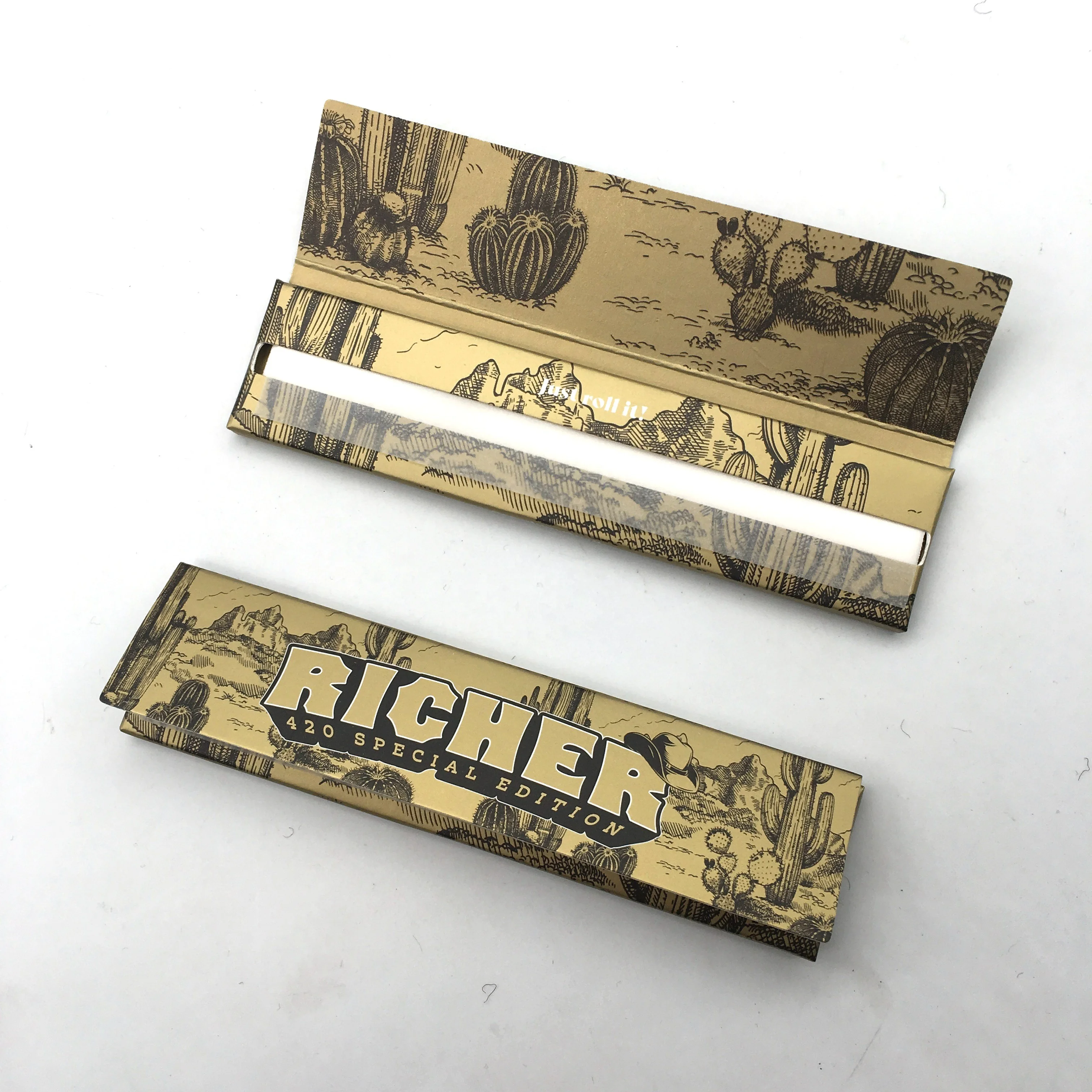 Custom Smoking Rolling Paper Black Paper Gold Filter Tip Oem Cigarette Tobacco Paper For Wholesale Stock 33 Leaves 50 Booklets