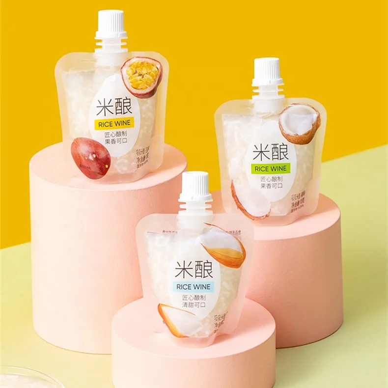 Custom Beverage Packaging Transparent Pouch Stand Up Spout Pouch With Spout Stand Up Pouch Fruit Juice