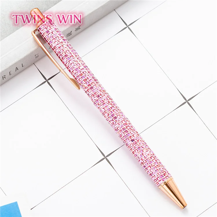 Creative gift Glitter Rose Gold powder press pen metal retractable Pen Black Ink advertising ballpoint pen 504
