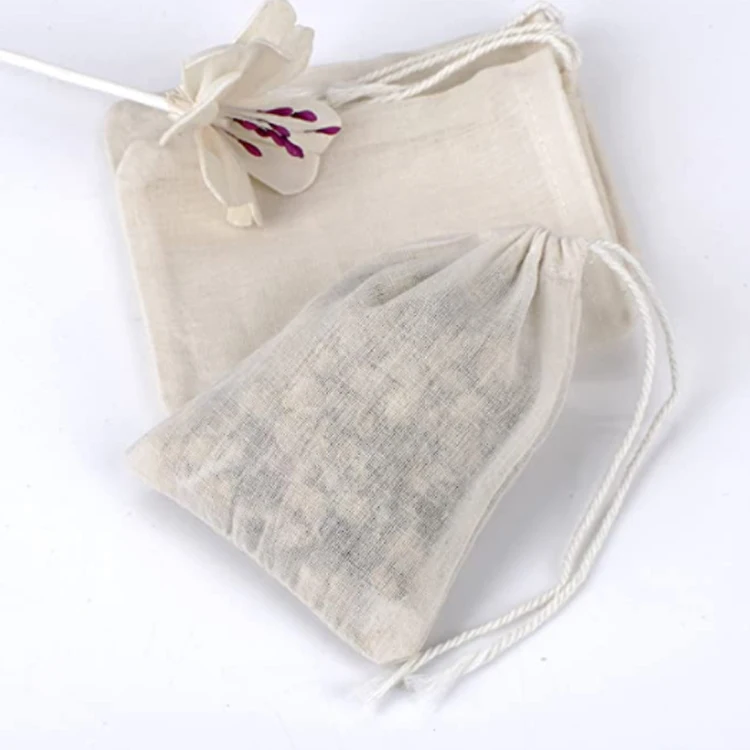 Tea Jewelry Wedding Party Favors Storage cotton mesh bag mini cotton packaging bags custom logo