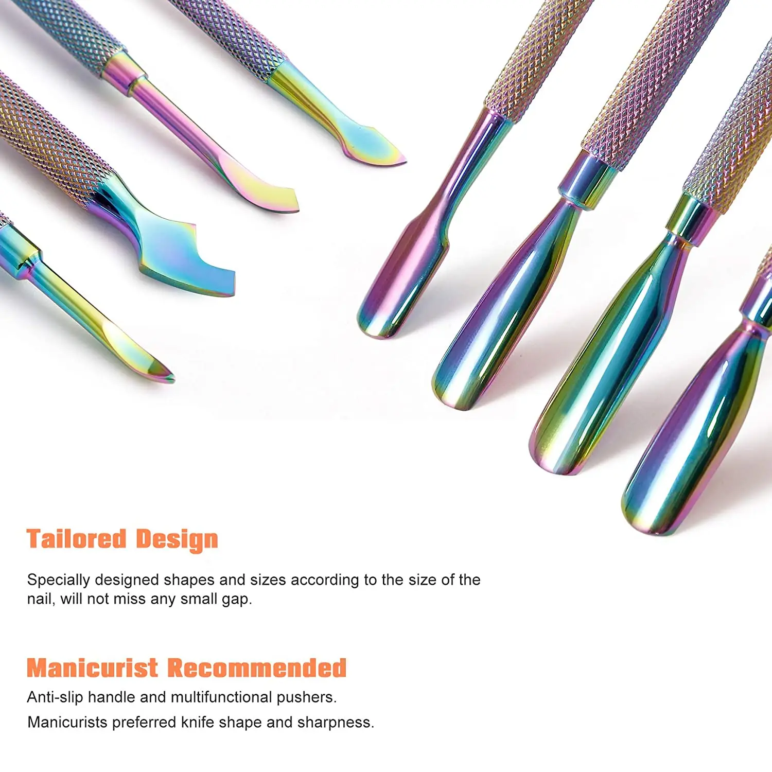 Titanium Nail Cuticle Pusher Double-ended Stainless Steel Polish