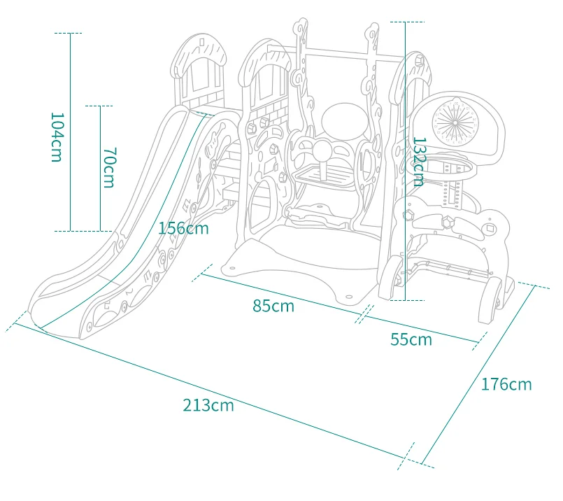 LY08501 Castle Combination Kids Plastic Slide and Swing with EN71-TUV