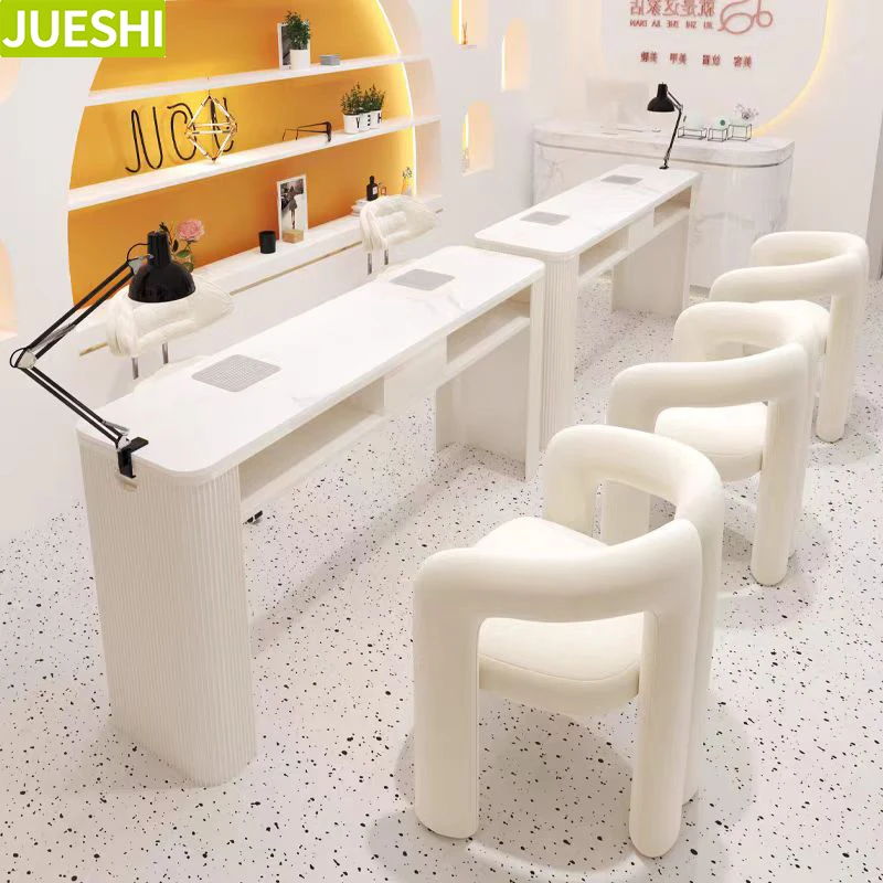 JUESHI Nail Tech Table and Chair Manicure Table for Beauty Salon Nail Salon Pedicure Desk Factory for Nail Furniture Set