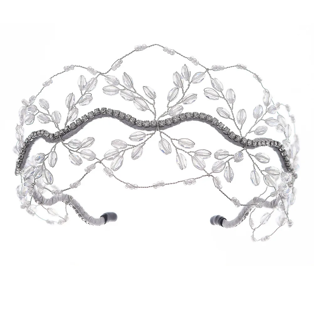 Handmade crystal beaded bridal crown Wedding tiara mesh bridal headband