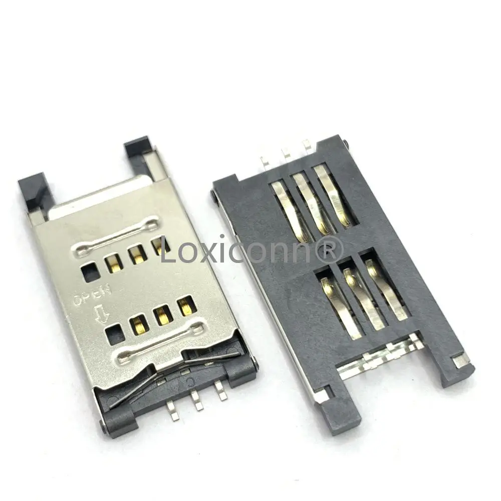 High quality 2FF sim card reader iron shell flip type 6pin sim card slot smart card reader slot