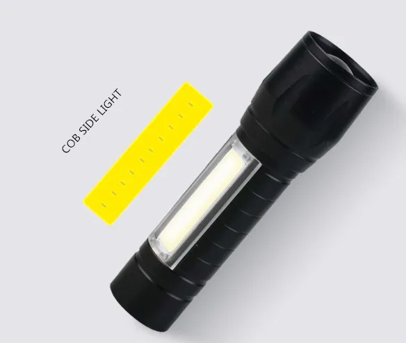 USB Rechargeable Flashlight COB Flash Light Inside Battery Zoomable LED Tactical Flashlight High lumen for Indoor & Outdoor Use